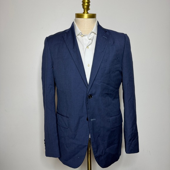 Ermenegildo Zegna 40R Wool Trim Fit Blazer Blue Suit Jacket - Picture 1 of 14
